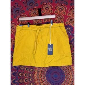 Indigo Rein Women Mini Skirt Size XL Mustard Button Front Tie-Waist Pockets
